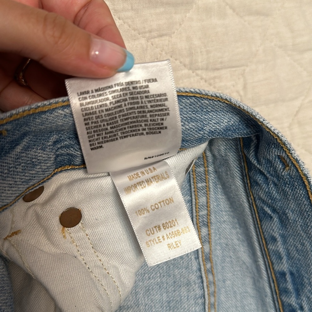 Aritzia Agolde - Riley High Waist Crop Jean - Ripped Blue Size 24 - Shatter Wash - Picture 5 of 9
